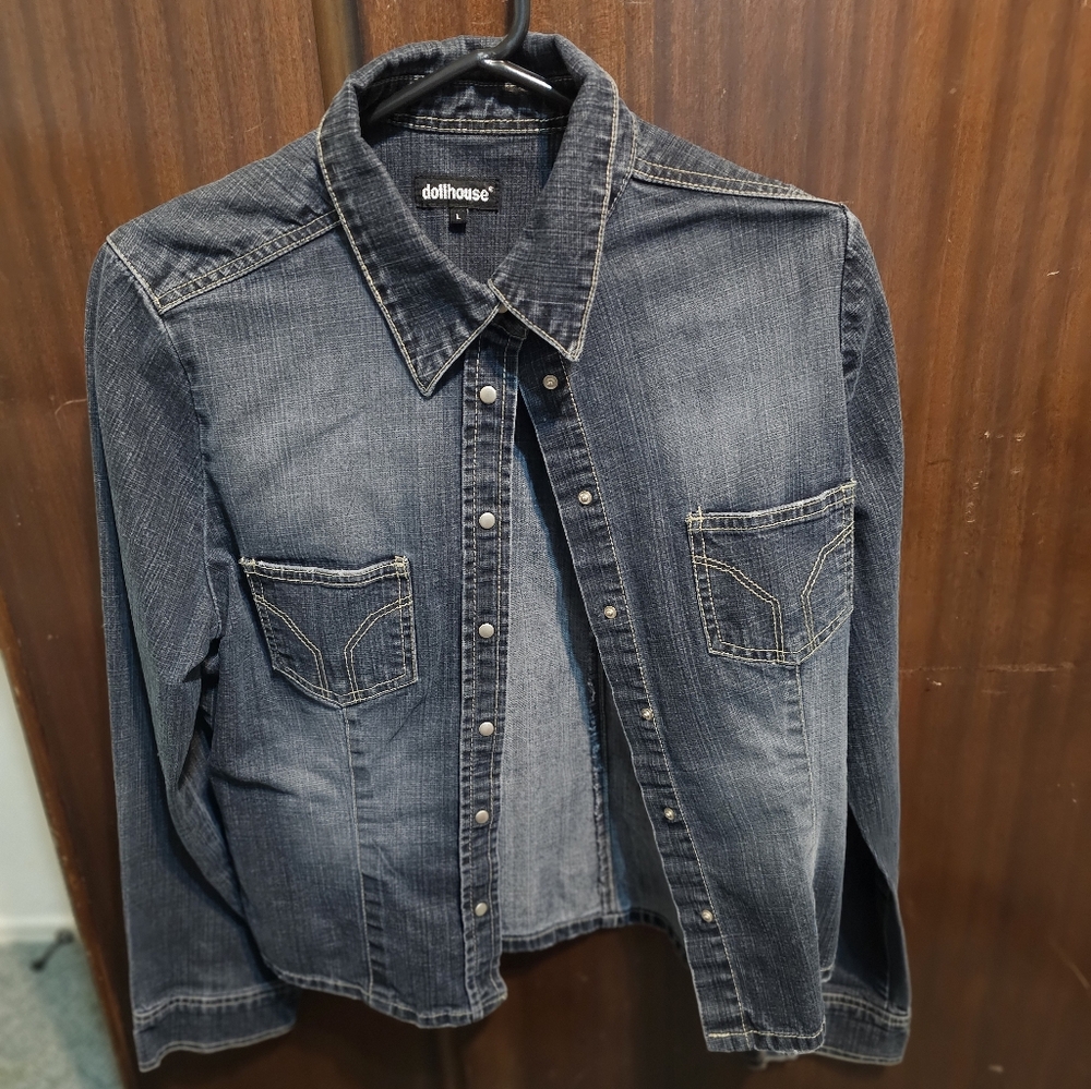 Dollhouse Denim Button-Up Shirt L